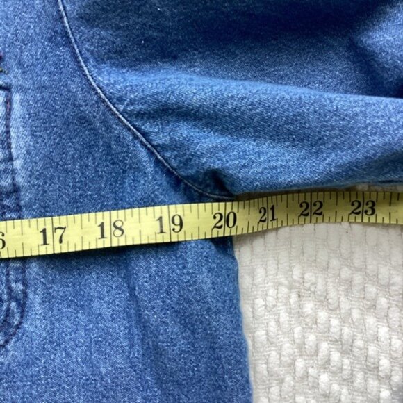 Vintage Denim Embellished Button-Up Shirt By Ruff Hewn With Embroidery Size M - Picture 7 of 8